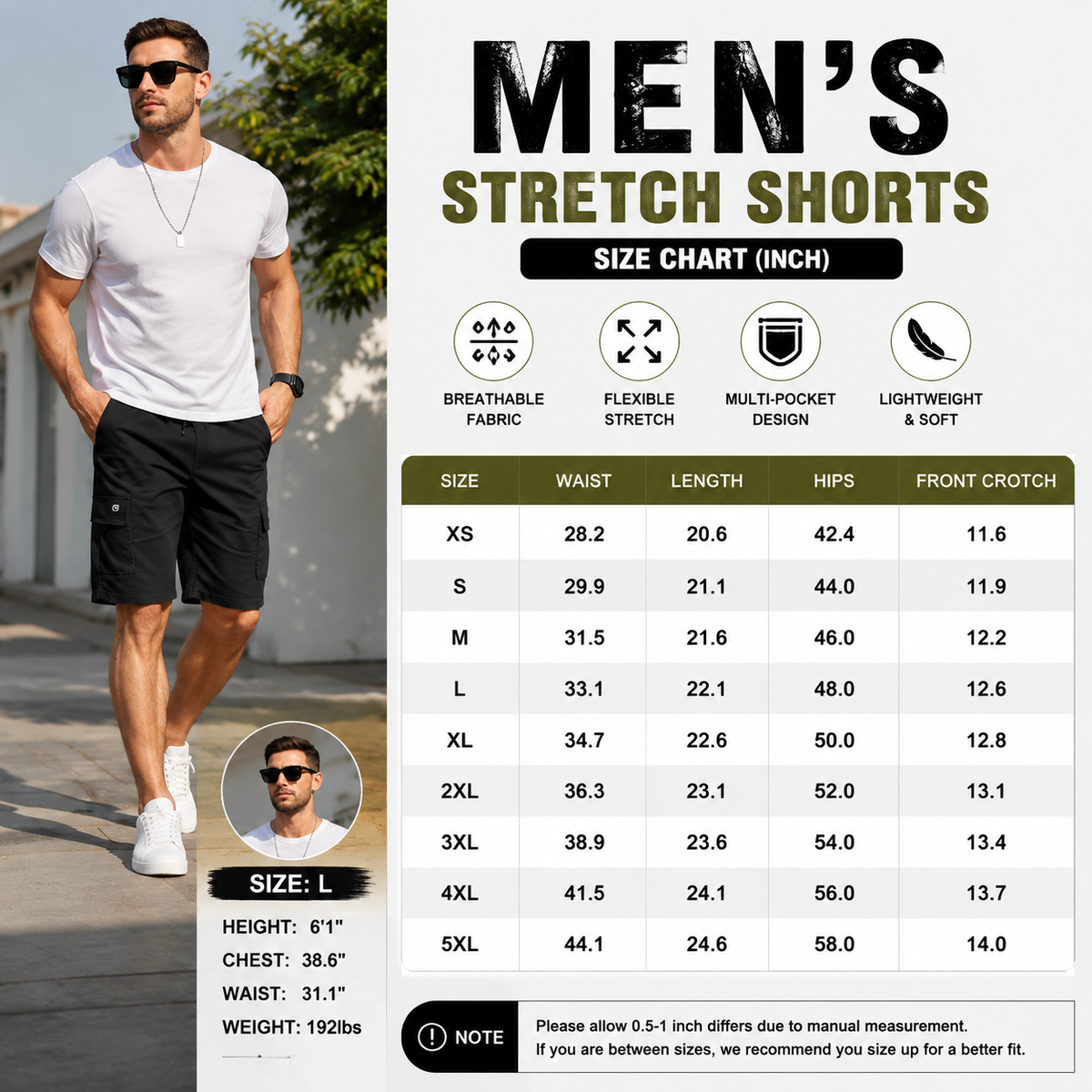 🔥🔥 Men's Pockets Drawstring Cargo Shorts