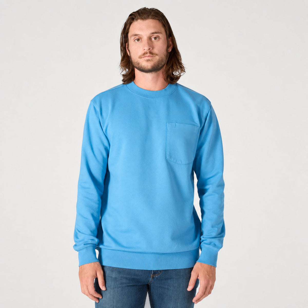 Vintage Washed Unisex Pocket Crewneck Sweatshirt