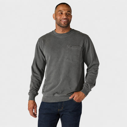 Vintage Washed Unisex Pocket Crewneck Sweatshirt