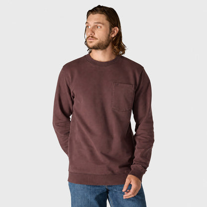 Vintage Washed Unisex Pocket Crewneck Sweatshirt