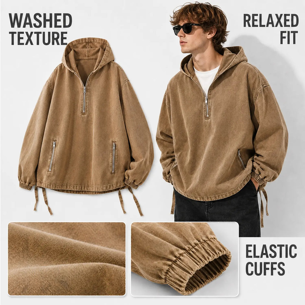 Unisex Cotton Washed Denim Hoodie