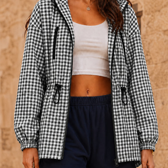 Women's Oversized Plaid Checkered Hooded Jackets