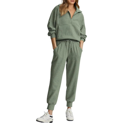 Women's 2-Piece Sweatsuits Set Long Sleeve Half Zip Pullover Sweatshirt