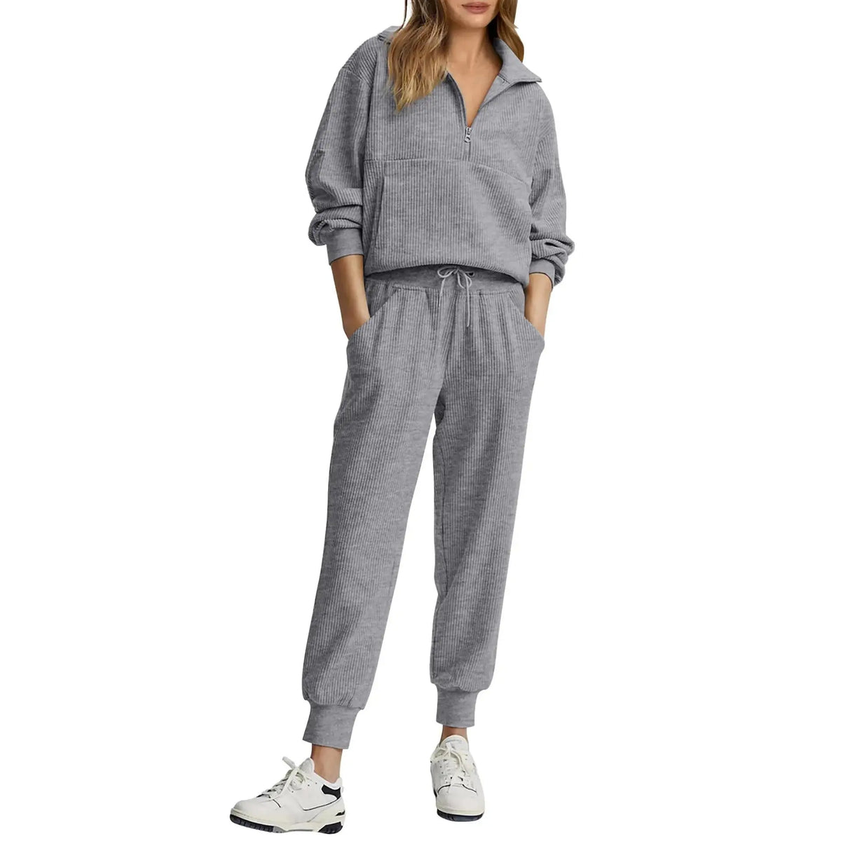 Women's 2-Piece Sweatsuits Set Long Sleeve Half Zip Pullover Sweatshirt