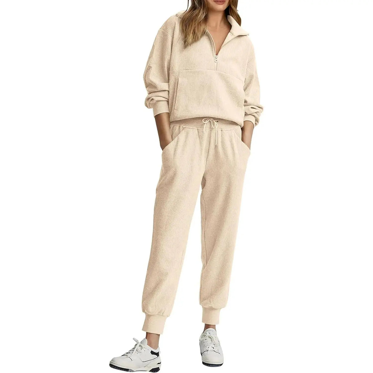 Women's 2-Piece Sweatsuits Set Long Sleeve Half Zip Pullover Sweatshirt