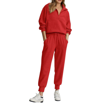 Women's 2-Piece Sweatsuits Set Long Sleeve Half Zip Pullover Sweatshirt