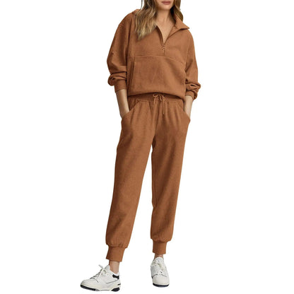 Women's 2-Piece Sweatsuits Set Long Sleeve Half Zip Pullover Sweatshirt