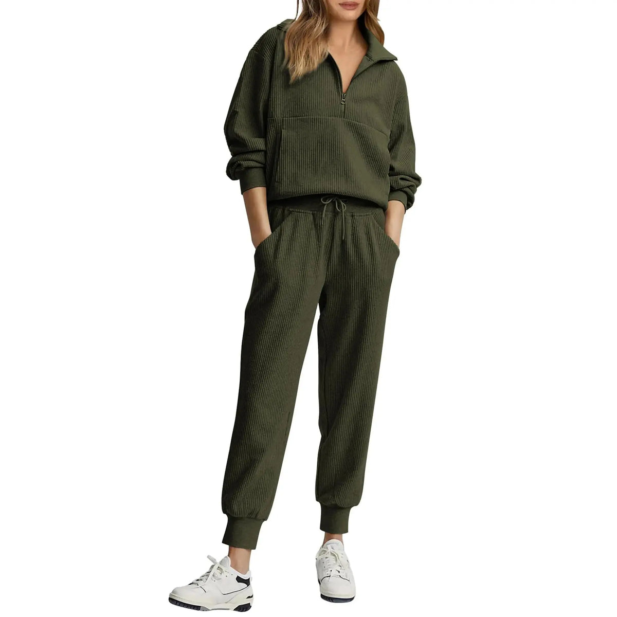 Women's 2-Piece Sweatsuits Set Long Sleeve Half Zip Pullover Sweatshirt