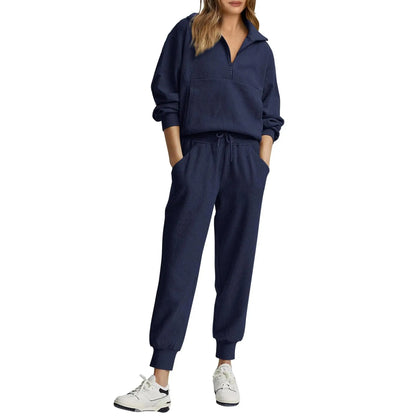 Women's 2-Piece Sweatsuits Set Long Sleeve Half Zip Pullover Sweatshirt