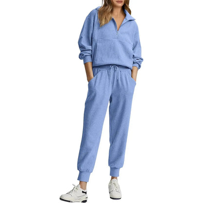 Women's 2-Piece Sweatsuits Set Long Sleeve Half Zip Pullover Sweatshirt