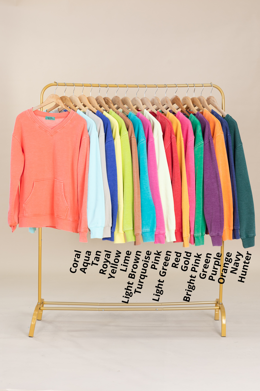 🔥 Your Favorite Is Back! Pigment Dyed Cozy Campfire V-Neck Sweatshirt