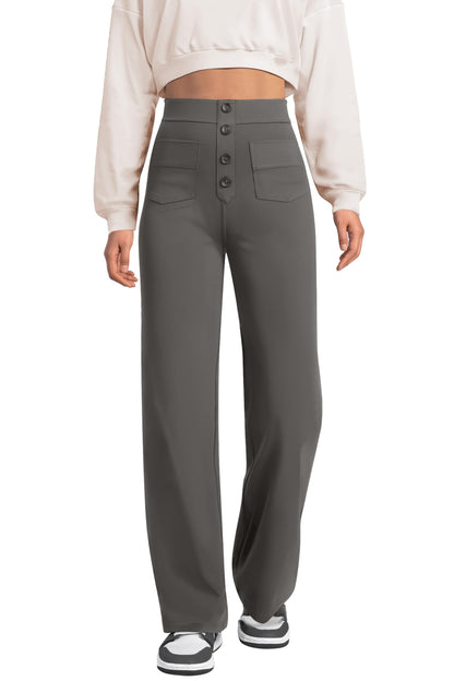 DayStretch High Waisted Pockets Straight Leg Casual Pants（1）