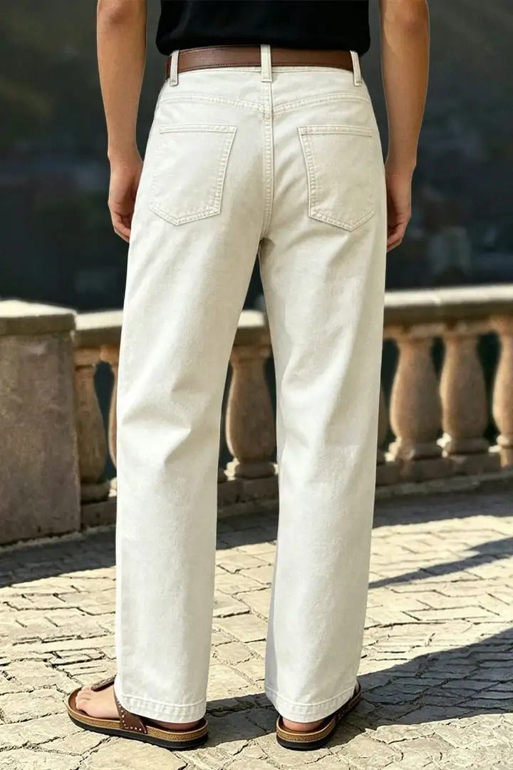🔥 LAST DAY SALE –Solid Stitch Detail Patch Pocket Mid Rise Straight Leg Pants