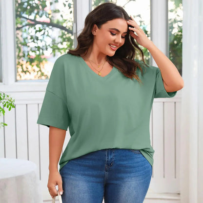 【End of Summer Sale】Women's V Neck T Shirts Summer Half Sleeve Tee