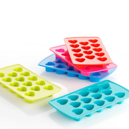 Heart Shape Ice Cube & Candy Tray – 14 Cavities (Multicolor)