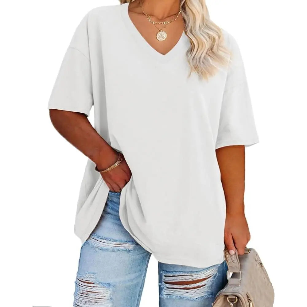 【End of Summer Sale】Women's V Neck T Shirts Summer Half Sleeve Tee