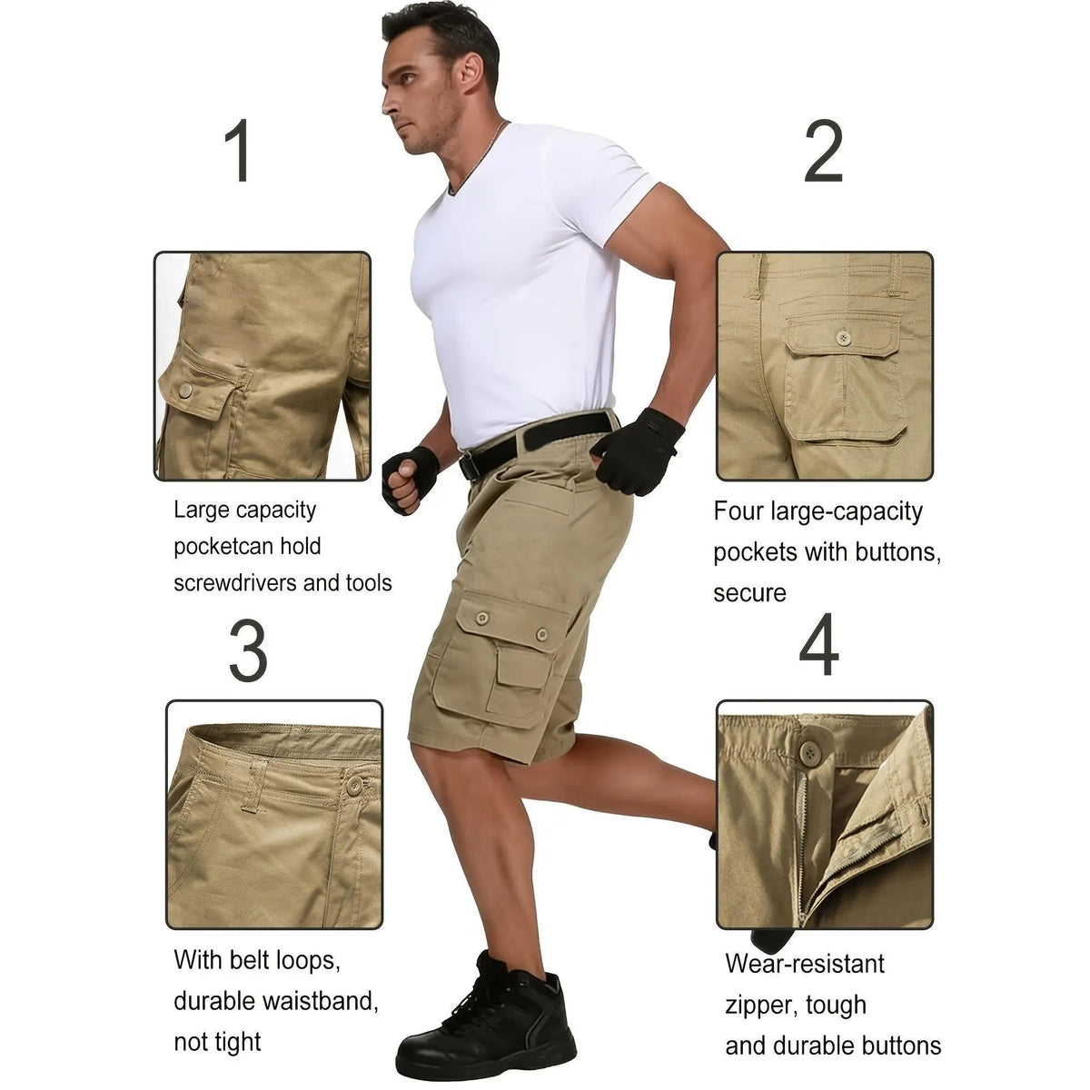 Men's Rugged Multi-Pocket Tactical Cargo Shorts