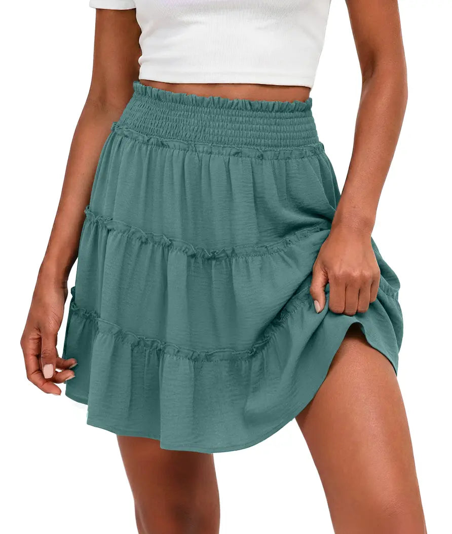 Lepunuo Women's Boho Floral Skorts with Pockets and Ruffles
