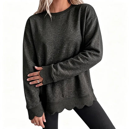 Women's Heather Crew Neck Oversized Tunic Sweatshirt