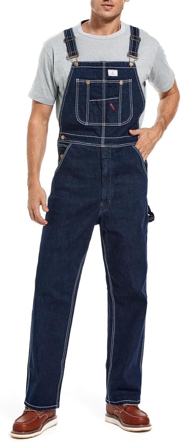 🔥Last Day Promotion🔥Men's Denim Bib Overalls, Workwear with Adjustable Straps and Convenient Tool Pockets