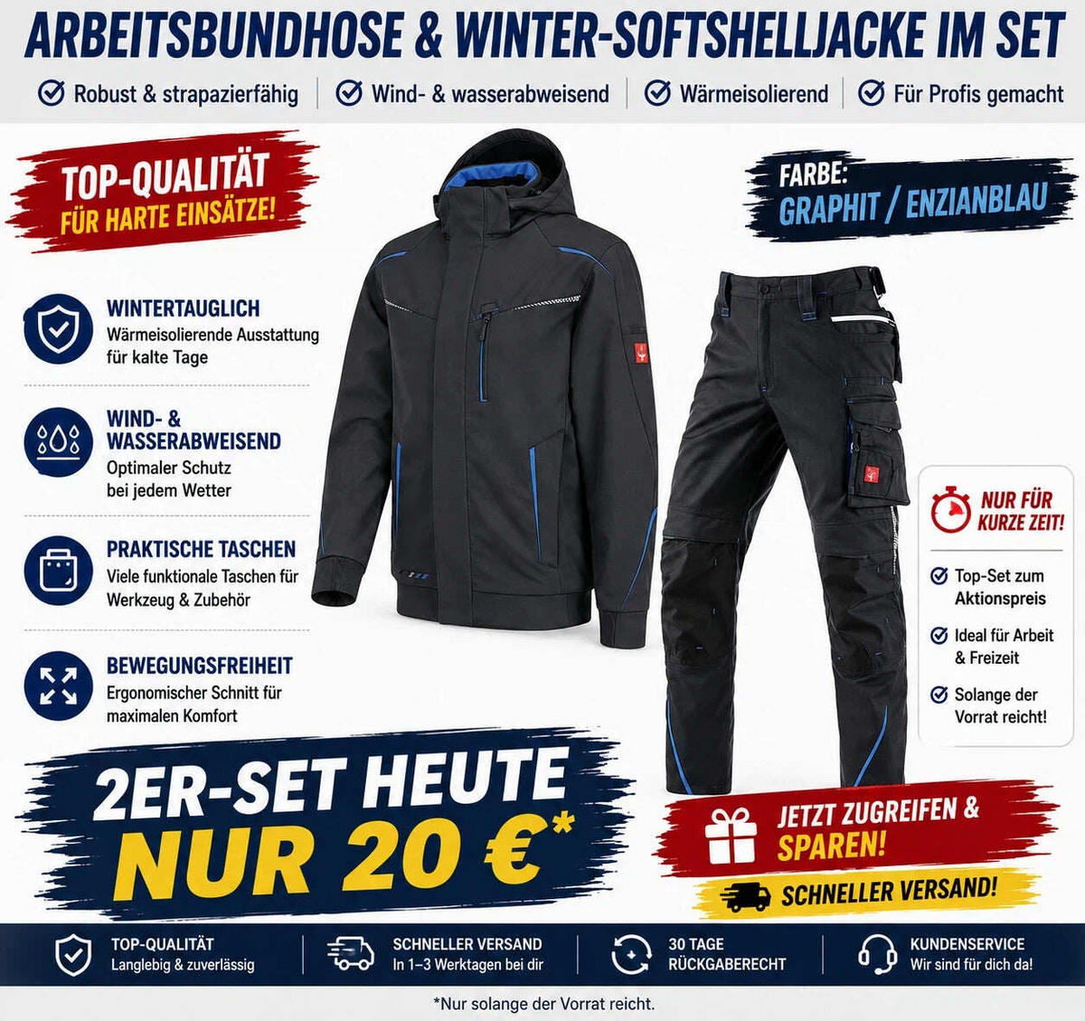 Offizieller Markenshop-Softshelljacke x Bundhose Set