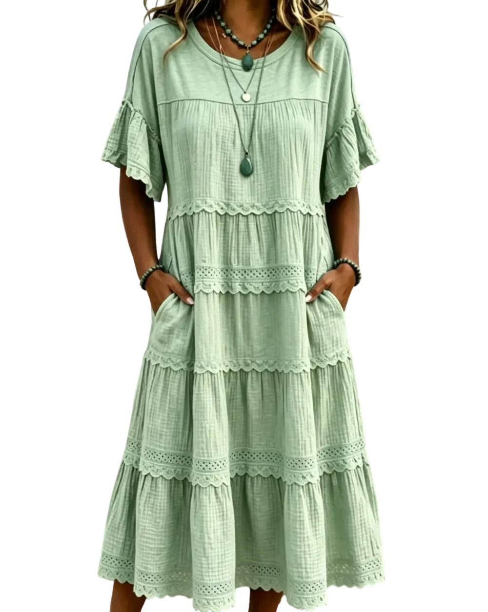 🔥Cool & breathable fabric🍃Women's Vintage Patchwork Lace Dress