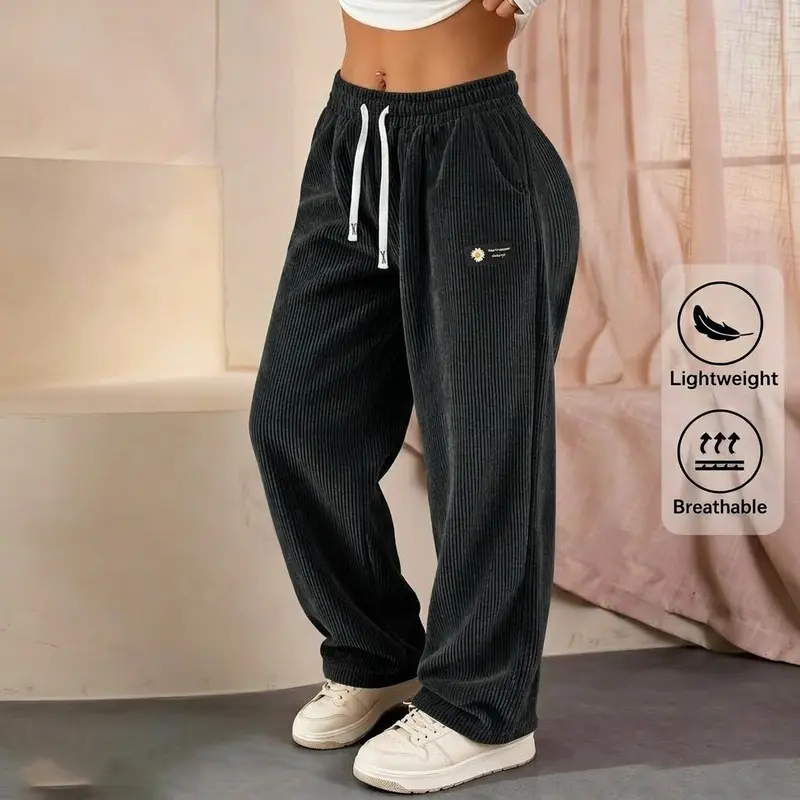 Bestseller 🏆 Einfarbige Cordhose für Damen mit geradem Bein