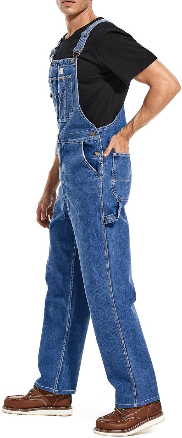 🔥Last Day Promotion🔥Men's Denim Bib Overalls, Workwear with Adjustable Straps and Convenient Tool Pockets