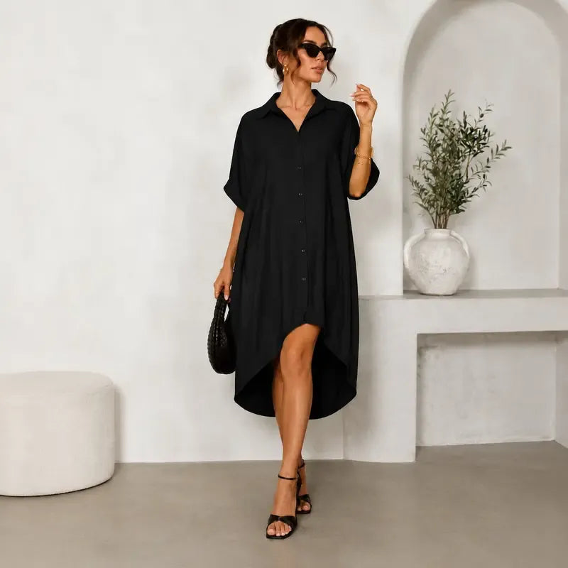 Women Sexy Black Shirt Dress