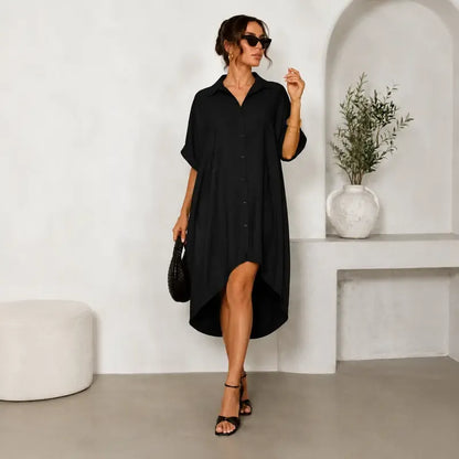 Women Sexy Black Shirt Dress