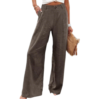 Women’s Casual High Waist Linen Wide Leg Trousers