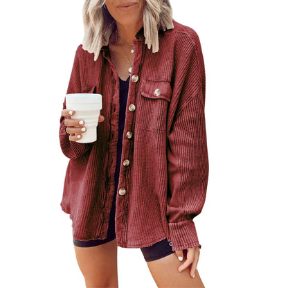 Women's Loose Fit Waffle Knit Shacket