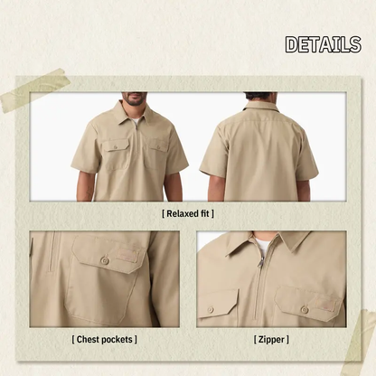 1/4 Zip Work Shirt - Relaxed Fit, Breathable Workwear