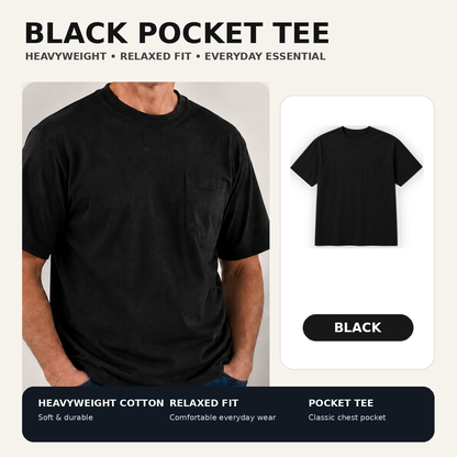 🔥Men's Heavyweight Cotton Pocket T-Shirt – Relaxed Fit Everyday Casual Tee