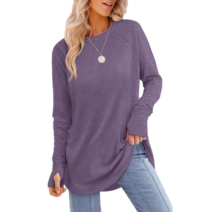 Womens Long Sleeve Round Neck Tunic Tops🎊