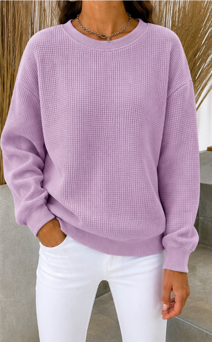 Fall-Ready & Flying Out – Women's Waffle Knit Crewneck Sweatshirt（1