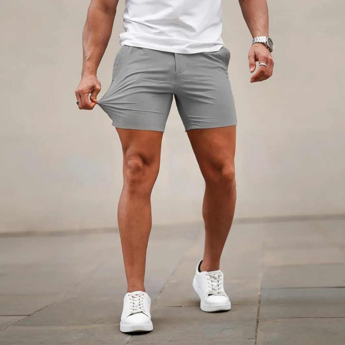 Men's 5-Inch Stretch Chino Shorts - Slim Fit Casual Summer Shorts（1