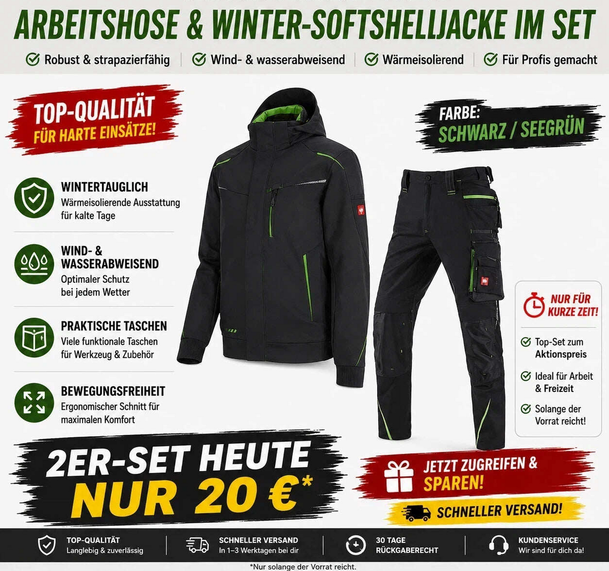 Offizieller Markenshop-Softshelljacke Bundhose Set