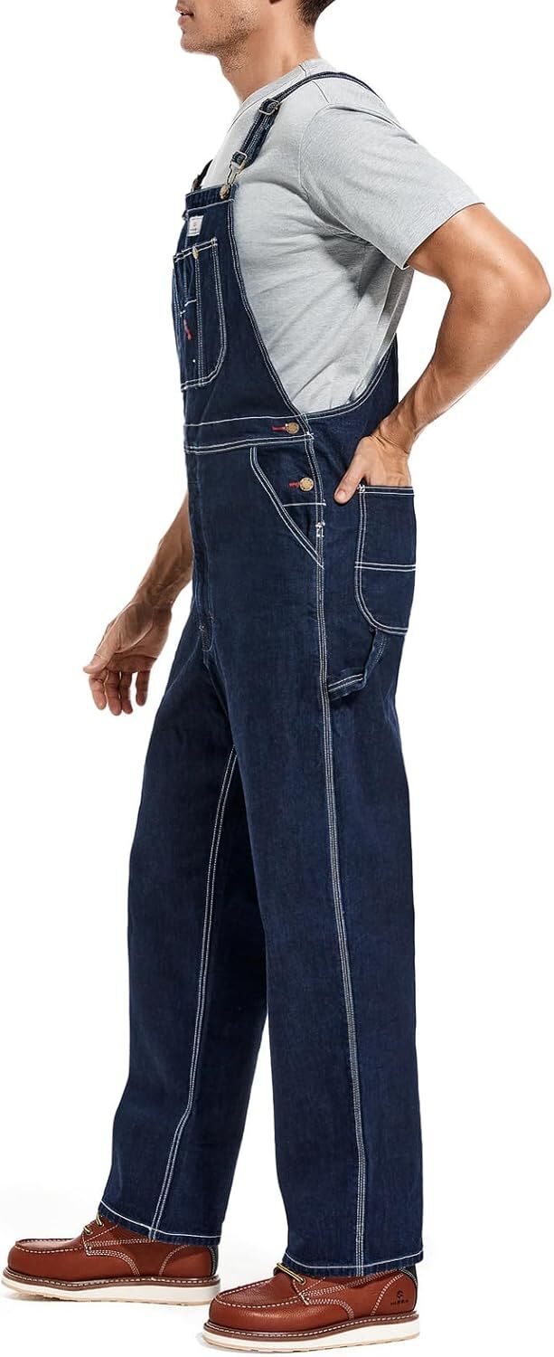 🔥Last Day Promotion🔥Men's Denim Bib Overalls, Workwear with Adjustable Straps and Convenient Tool Pockets