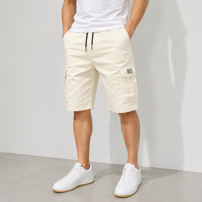 Men's Pockets Drawstring Cargo Shorts.