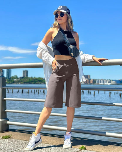⏰Last day promotion: Capri Pants for Women -Knee Length Wide Leg Yoga Capris Dressy Casual Summer Crop Pants with Pockets