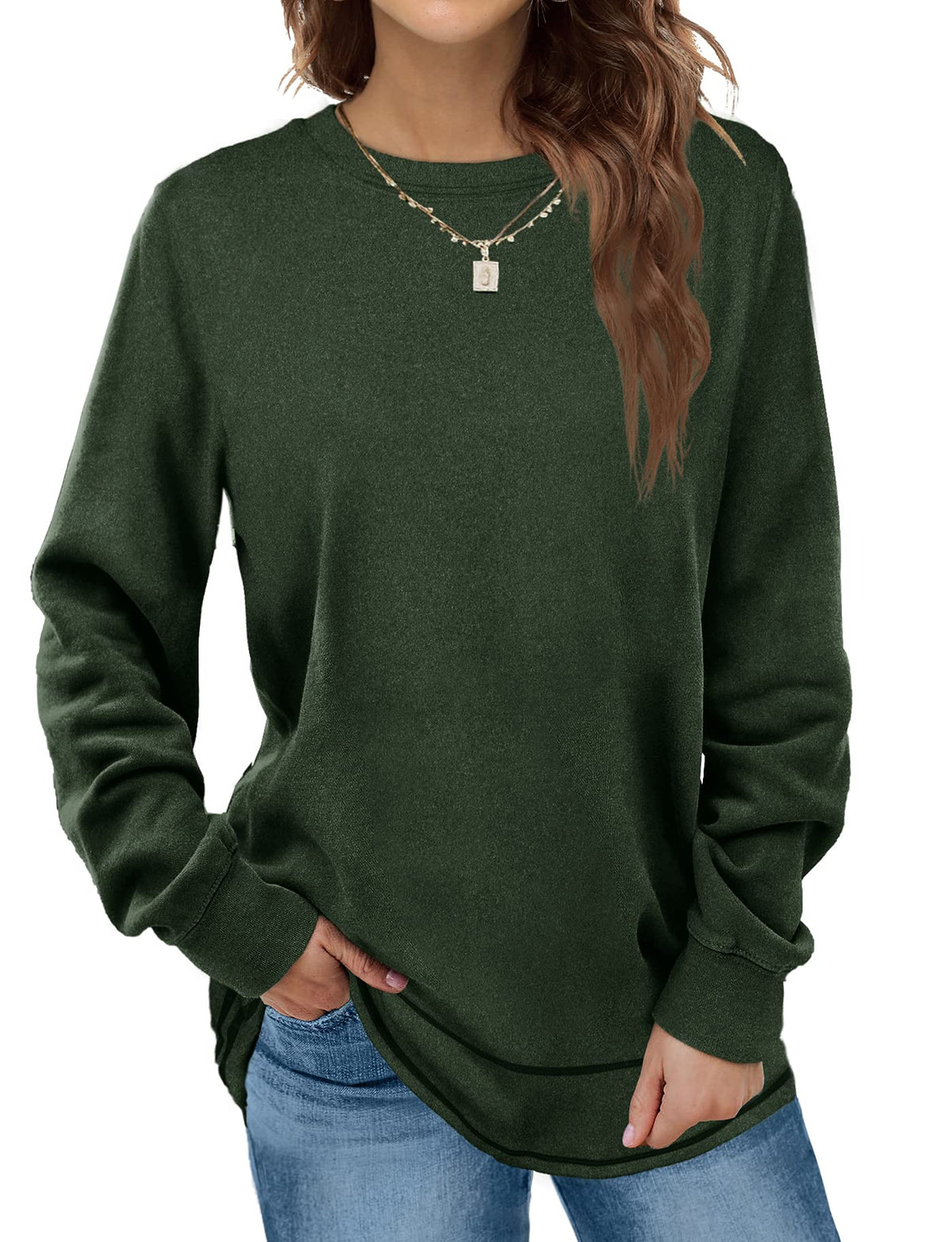 Women Crewneck Long Sleeve Shirts