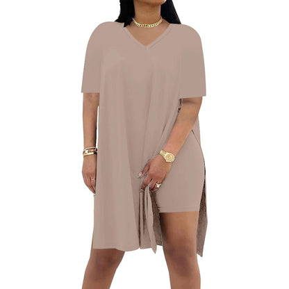 🔥 LAST DAY SALE – Women’s Casual 2-Piece Outfit – Oversized Tunic & Biker Shorts