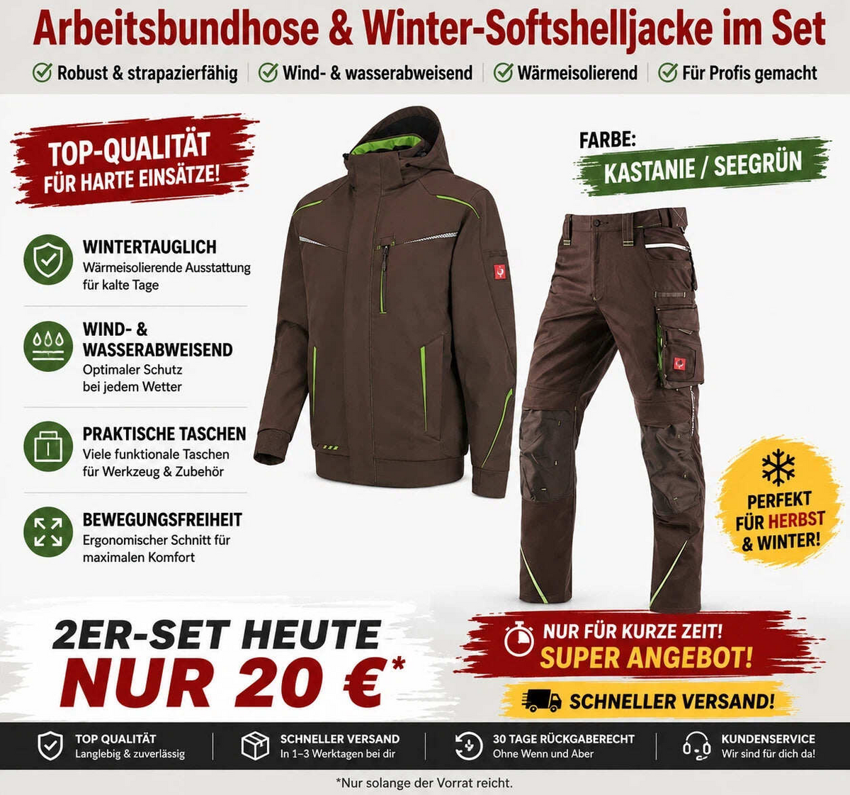 Offizieller Markenshop-Softshelljacke Bundhose Set
