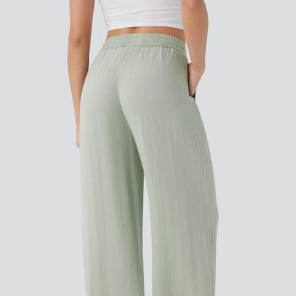 Drawstring Wide Leg Casual Pants