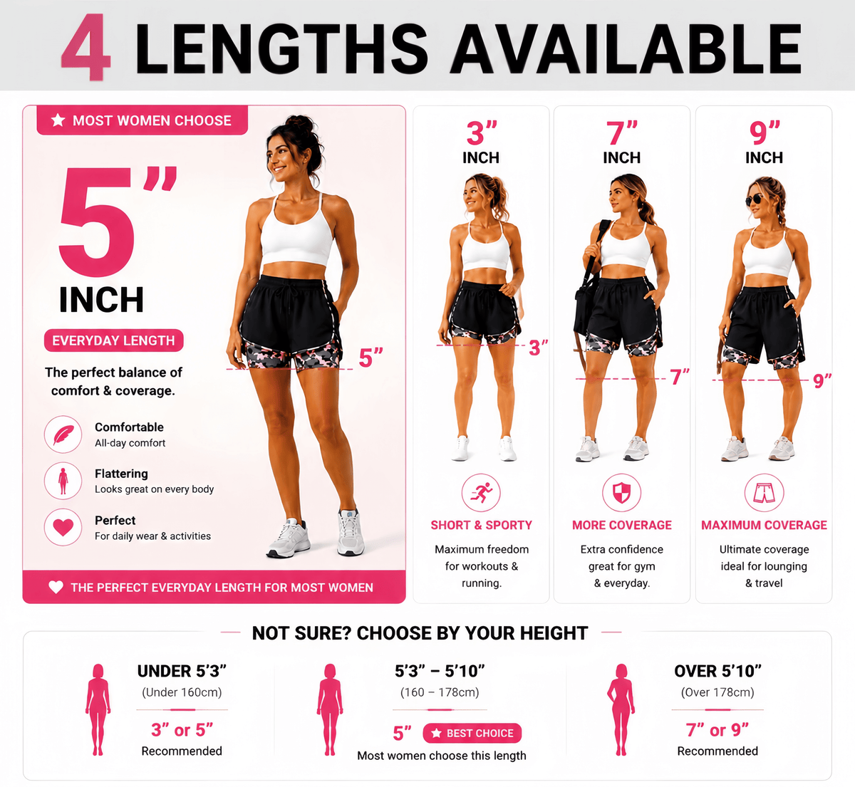 Women’s casual athletic shorts with pockets