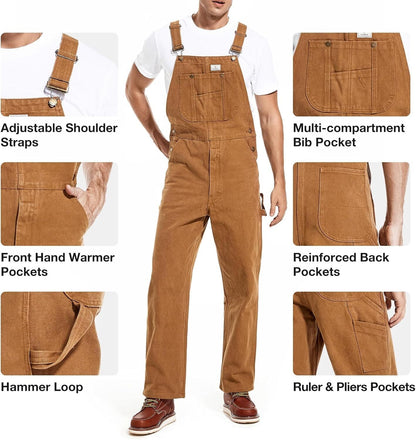 🔥Last Day Promotion🔥Men's Denim Bib Overalls, Workwear with Adjustable Straps and Convenient Tool Pockets