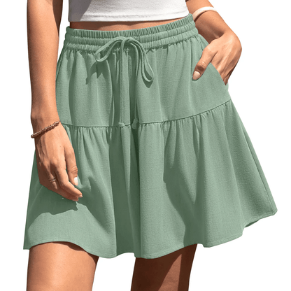 🔥Women's High Waist Drawstring Tiered Skort