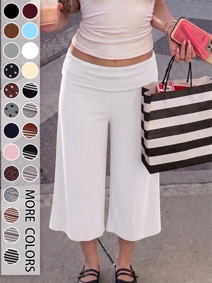 Women's Mid Waist Turn-Up Capri Leggings
