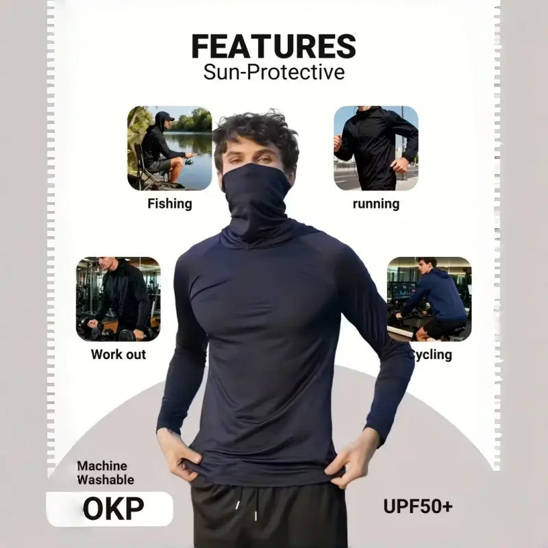 Men's casual hoodie with UPF50+ sun protection, soft and comfortable, classic and versatile.